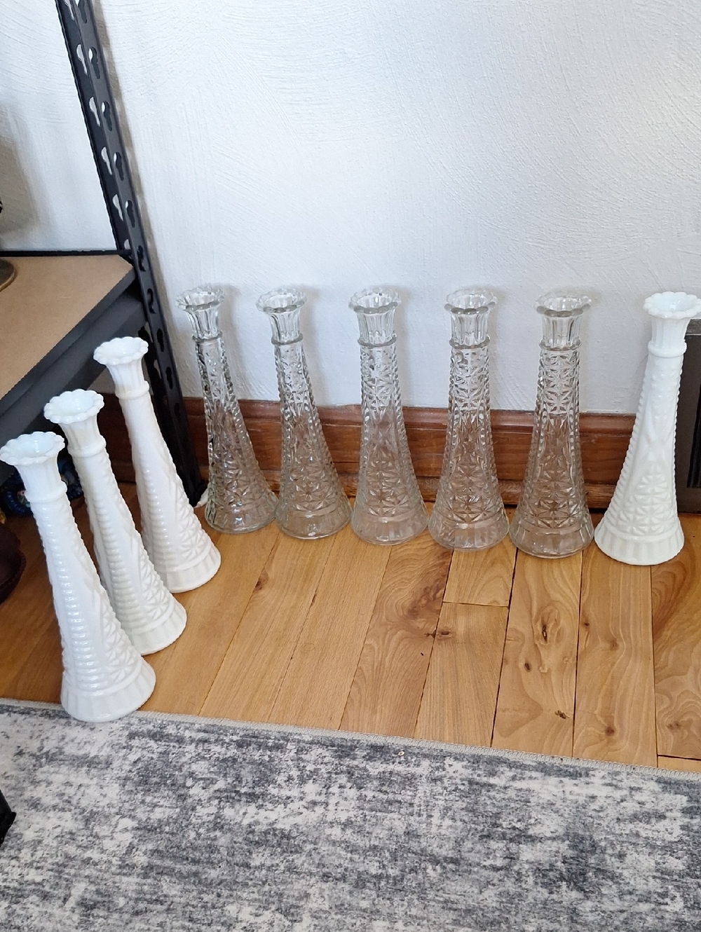 Classic Glass and Milk Glass Bud Vases - White and Clear - Unbranded
